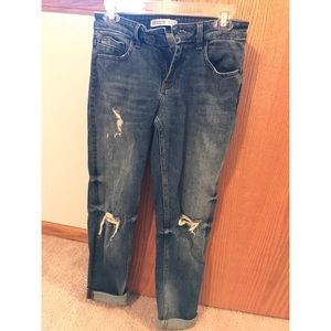 Distressed boyfriend jeans